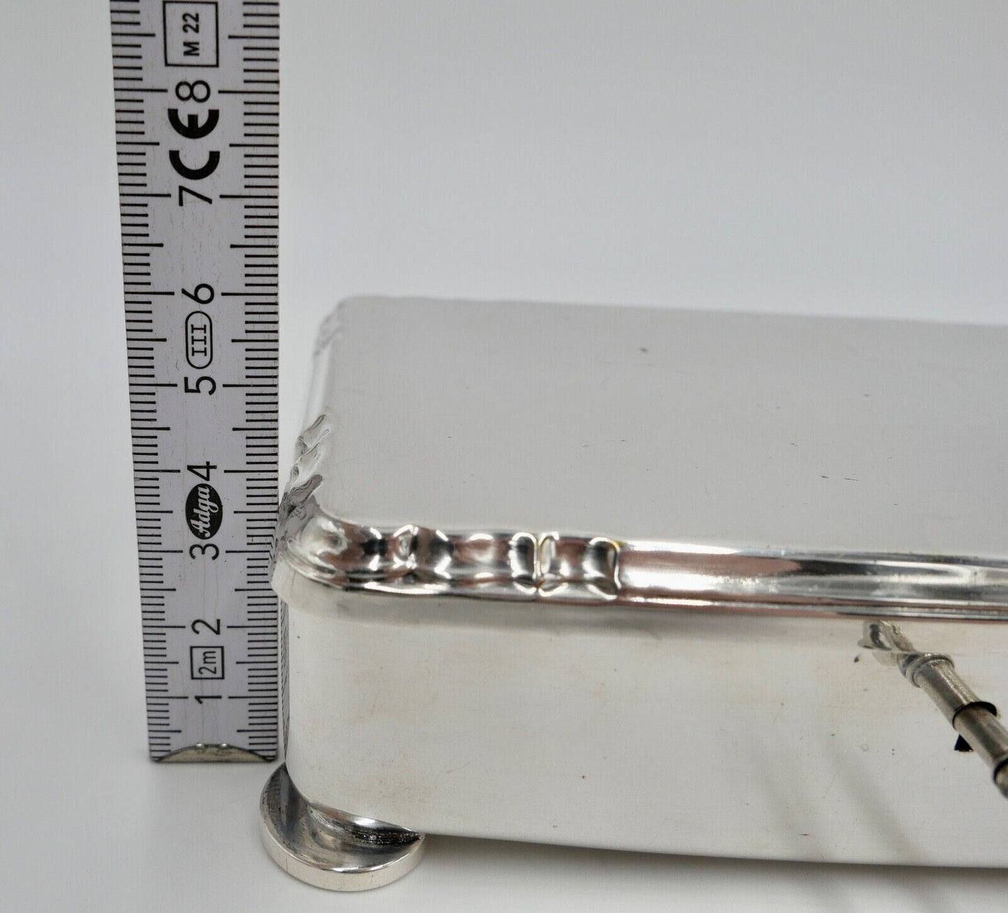 20er 30er Jahre WMF Dose Schatulle Schmuck Deckeldose versilbert mit Schlüssel - Antikhandel-Stuttgart