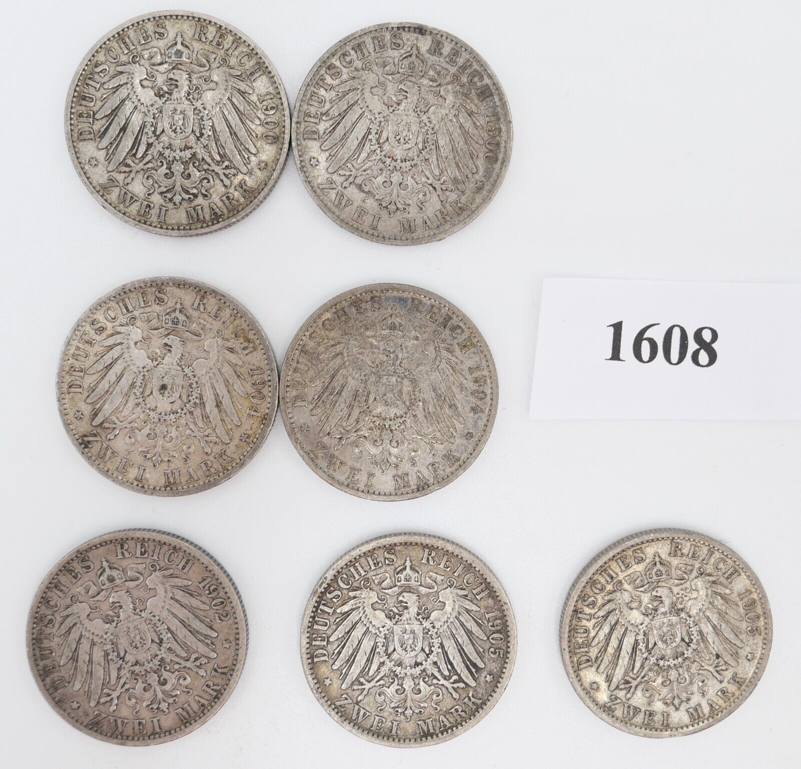 7x 2 Mark Wilhelm II Kaiser & König von Preußen Jäger J.102 - Antikhandel-Stuttgart