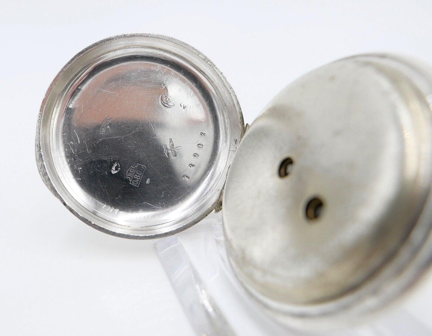 um 1900 Manufacture d´Horlogerie Lion 800 Silber Taschenuhr mit Schlüsselaufzug - Antikhandel-Stuttgart