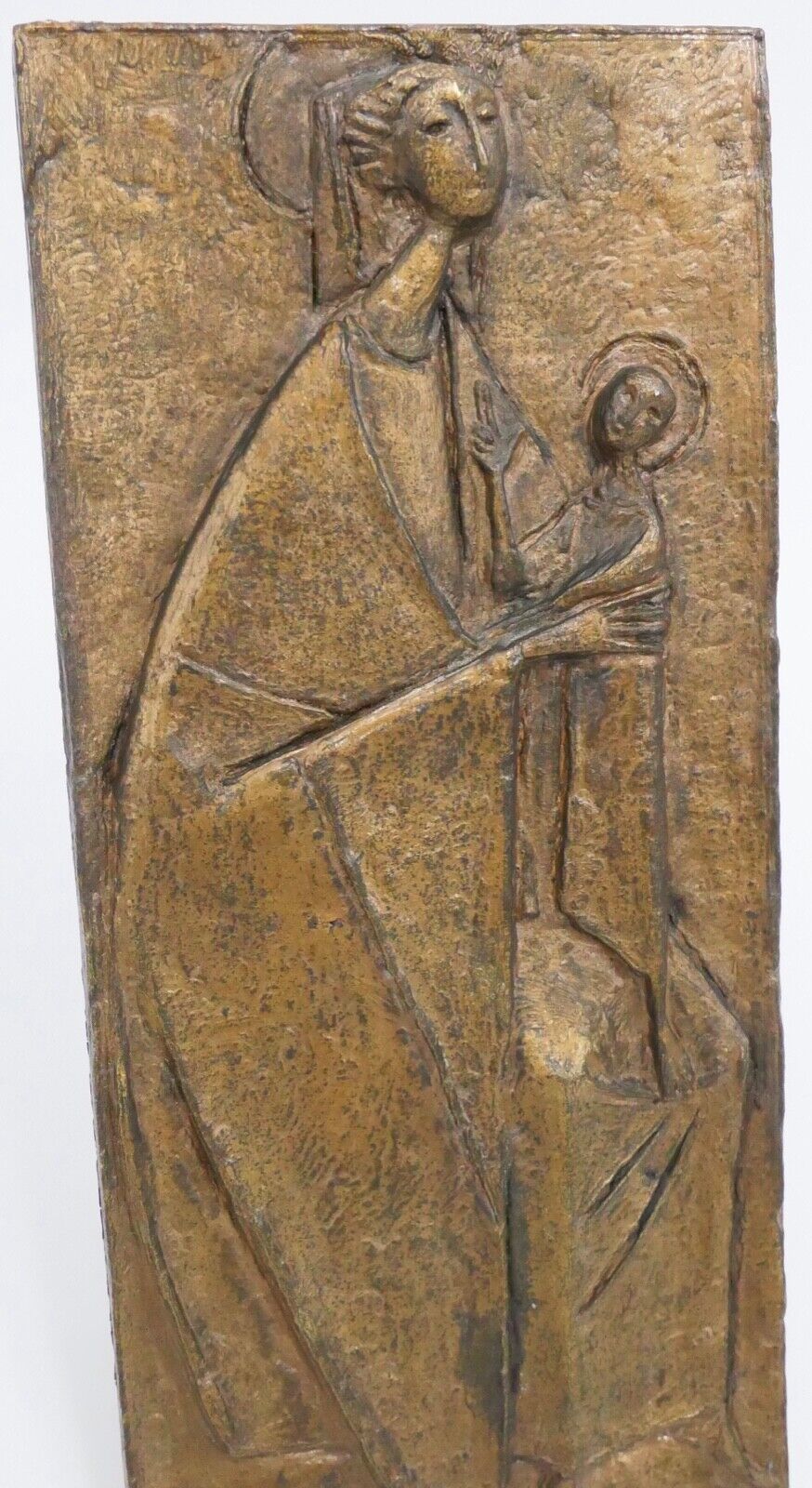 patiniert Madonna mit Kind Bronzeguss Prof. Erwin Huber / Graz 1929-2006 - Antikhandel-Stuttgart