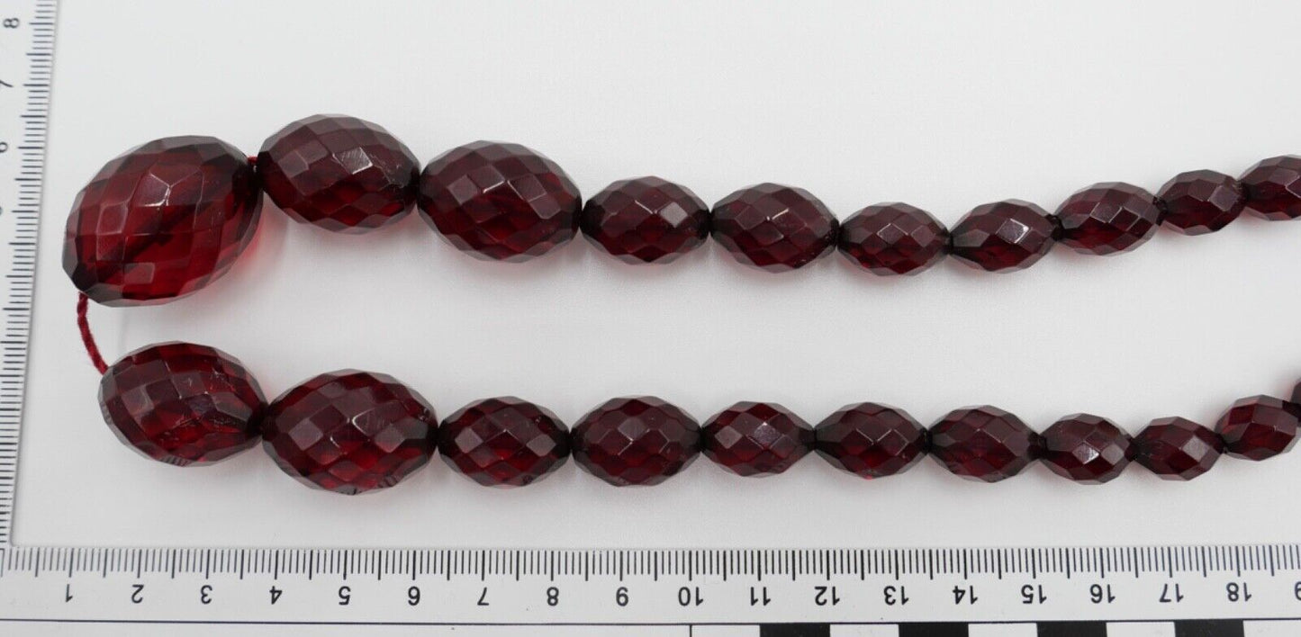 1920er Jahre Cherry Bakelit Rot Oliven bakelite Kette Königsberger Schliff 51cm - Antikhandel-Stuttgart