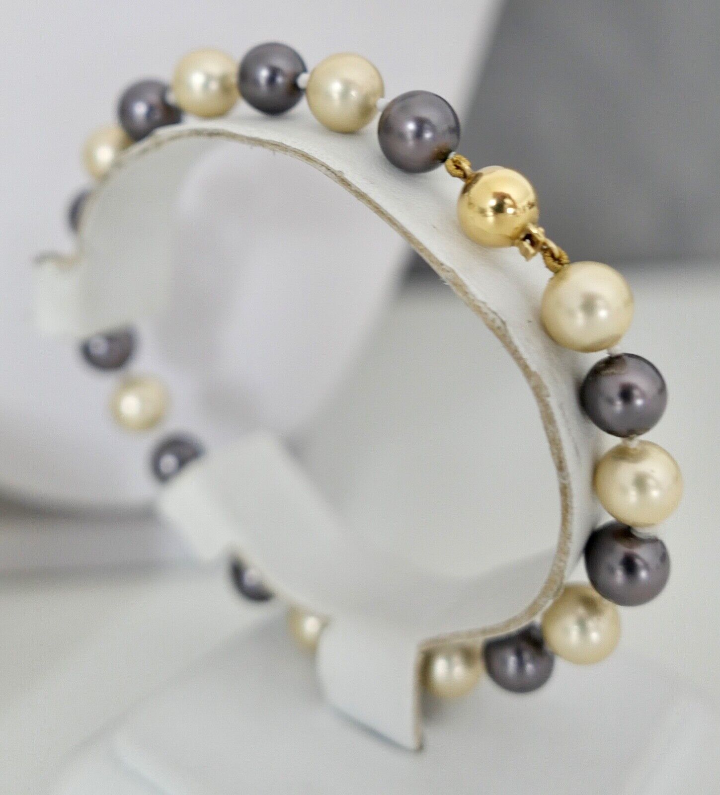 SET Perlenkette Armband individuell Perlen Gold JKa 375 /9K pearl Ø 7-9 mm 75 cm - Antikhandel-Stuttgart