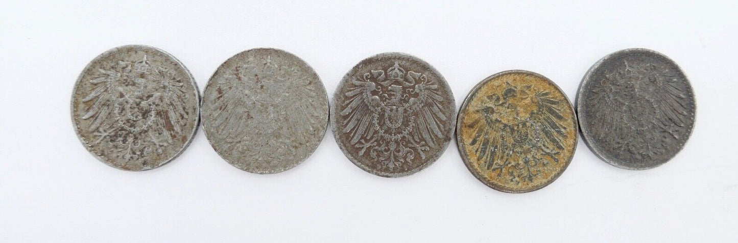 5x 5 Pfennig J.297 ss-vz 1922 1918 1917 Deutsches Reich - Antikhandel-Stuttgart