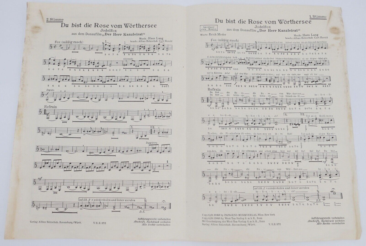 Alte Notenhefte Musikverlag Alfons Holzschuh Ravensburg & Hans Sikorski Hamburg - Antikhandel-Stuttgart