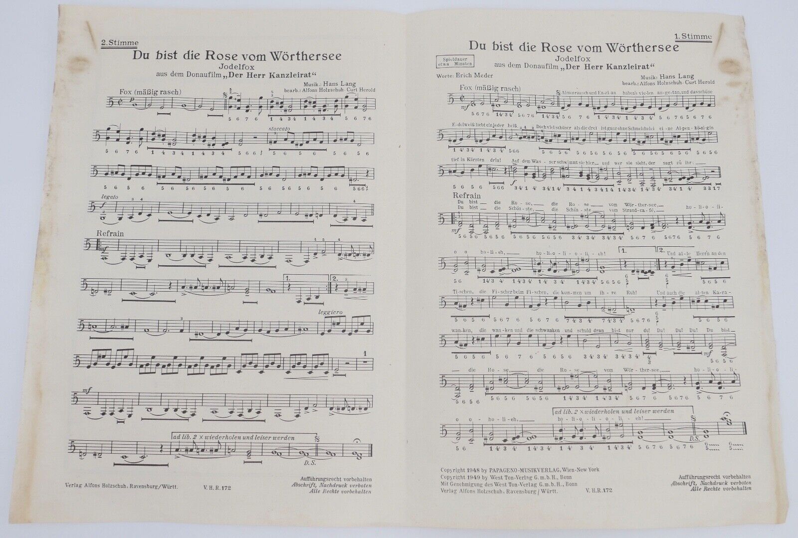 Alte Notenhefte Musikverlag Alfons Holzschuh Ravensburg & Hans Sikorski Hamburg - Antikhandel-Stuttgart