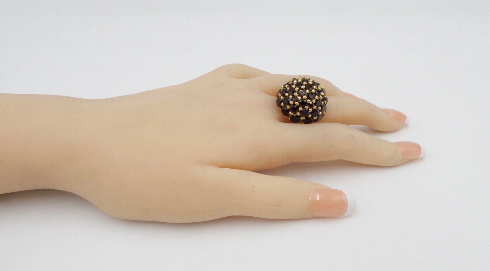 extravaganter massiver Granat Goldring 750 / 18K Gr. 55 hoher Kopf - Antikhandel-Stuttgart