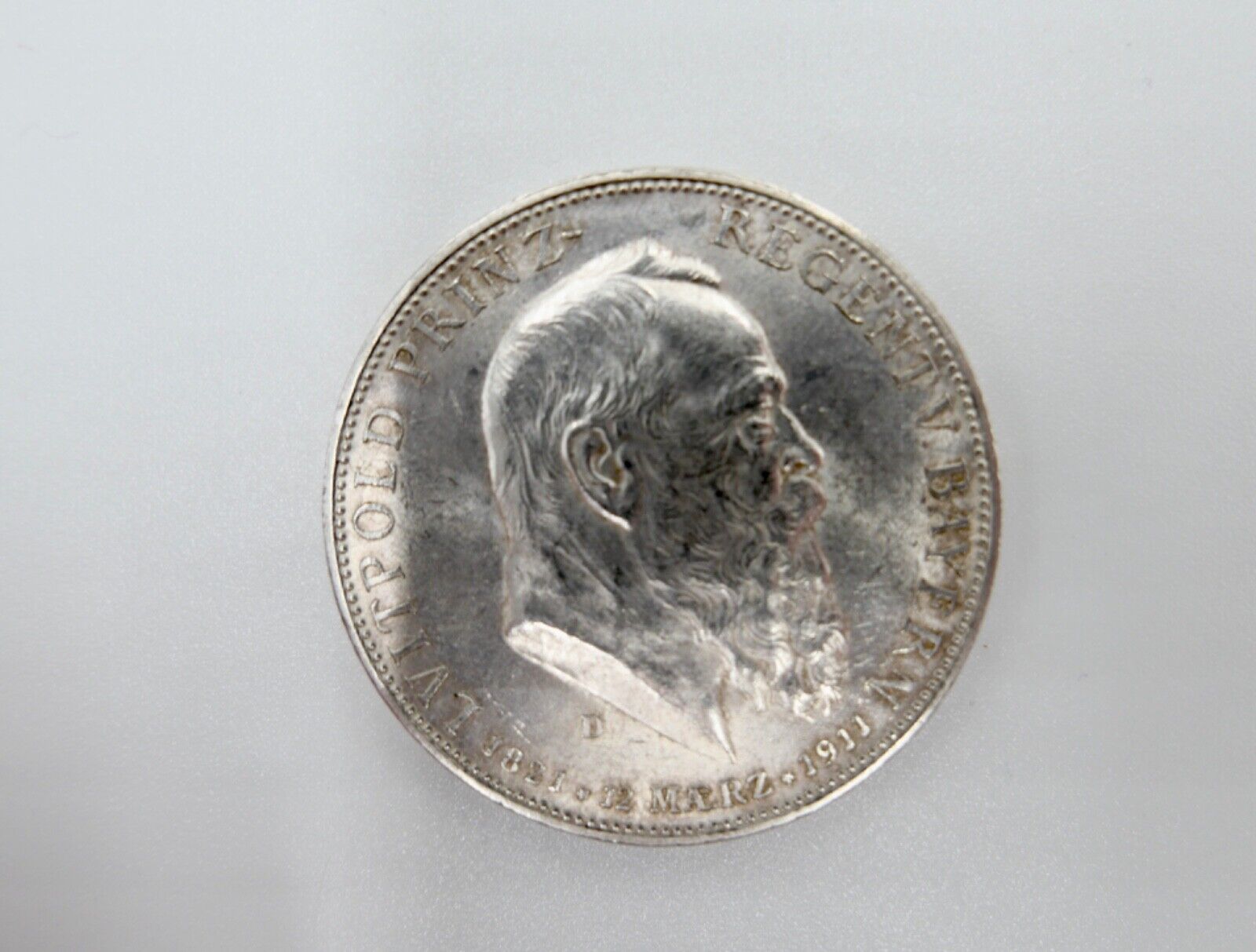 Bayern 5 Mark 1911 D J.50 Jäger Prinzregent Luitpold 90. Geburtstag Silber - Antikhandel-Stuttgart