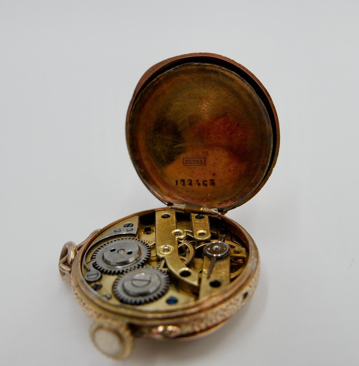 Antike Schweizer Damen Taschenuhr Kettenuhr 585 Gold Floral Emaille OPEN FACE - Antikhandel-Stuttgart