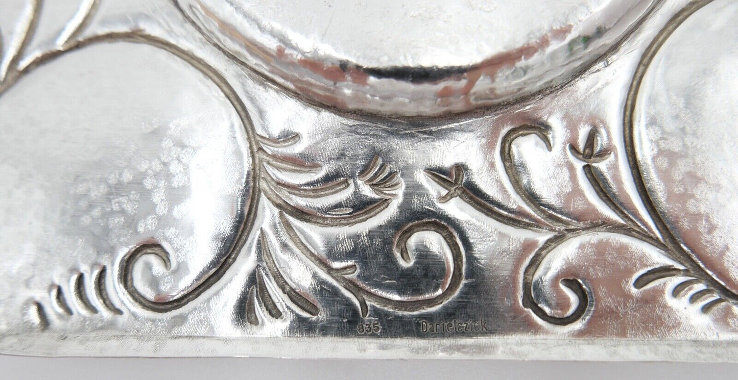 Florales 835 Silber Unterteller Untersetzer Bernstein butterscotch Danielczick - Antikhandel-Stuttgart