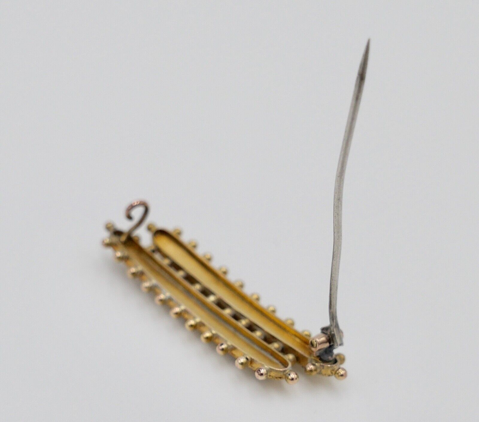 Antike 585 14K Gold Brosche Anstecknadel mit 7 Saatperlen 7 Lapis Lazuli - Antikhandel-Stuttgart