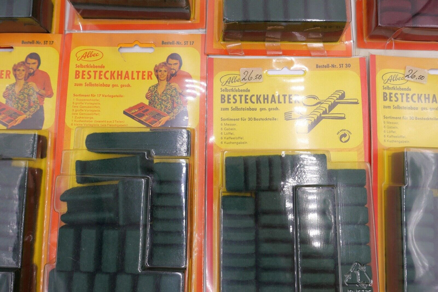 Posten Konvolut Besteckhalter und Filz NEU in OVP Ladenauflösung ALBEC 1980er - Antikhandel-Stuttgart