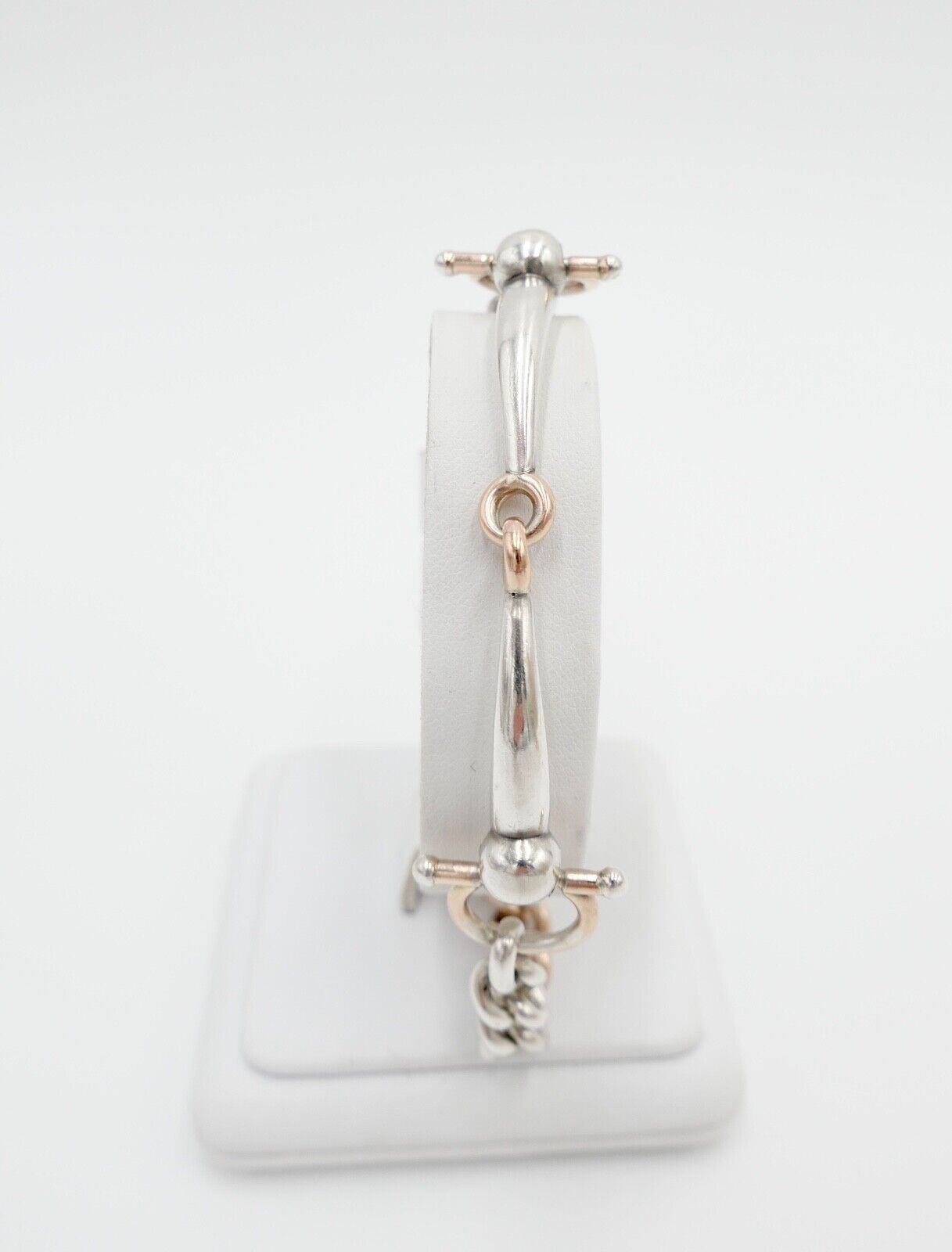 60er Jahre Pferdegebiss Armband 800 Silber vergoldet - Antikhandel-Stuttgart