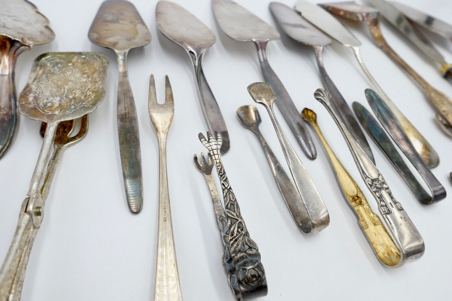 Konvolut Tortenheber Schere Zucke Fisch Fleisch WMF 90er Silberauflage 20 Stück - Antikhandel-Stuttgart