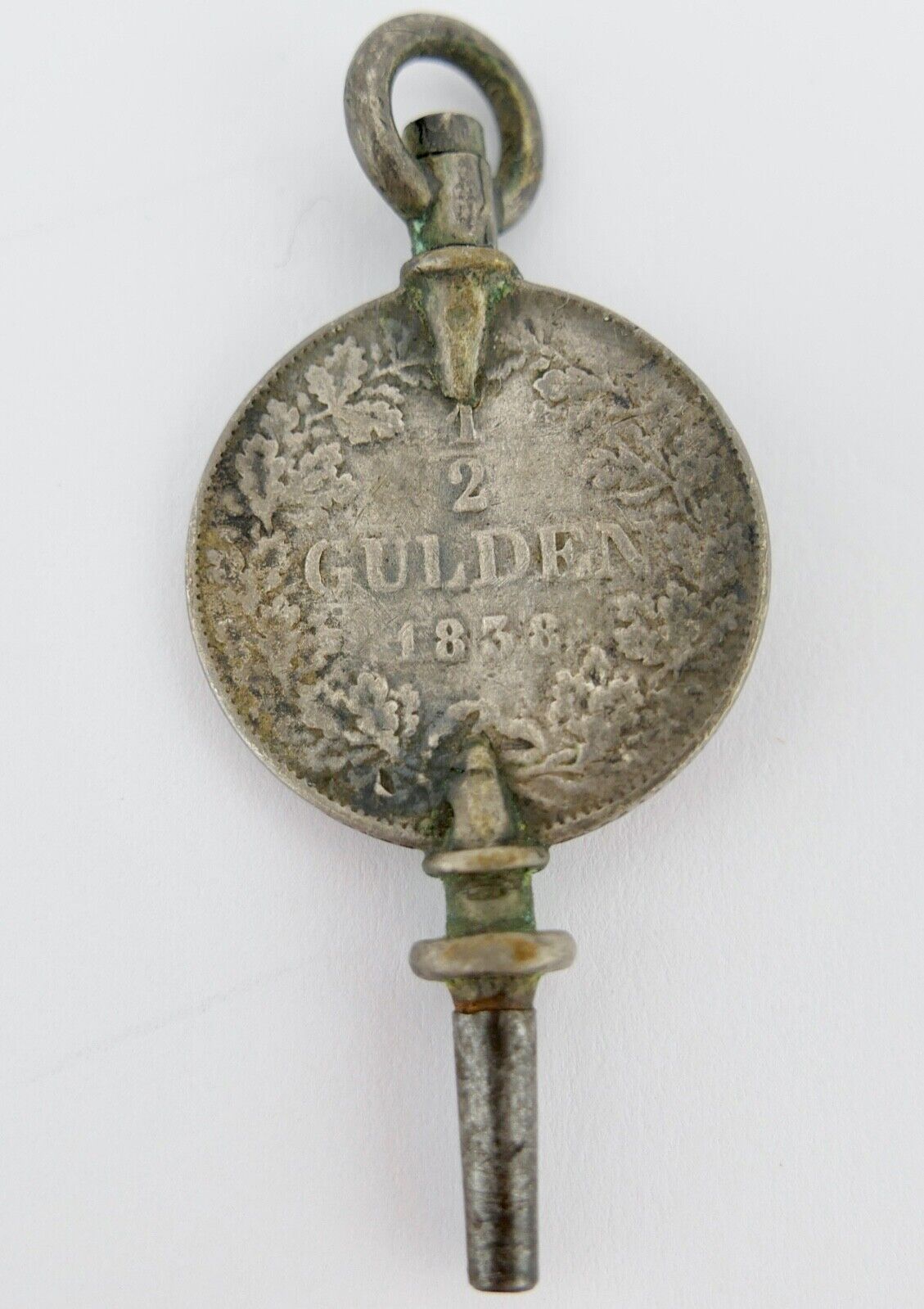 1/2 Gulden 1838 Leopold Baden Taschenuhr / Aufzug Schlüssel Umgearbeitet UNIKAT - Antikhandel-Stuttgart