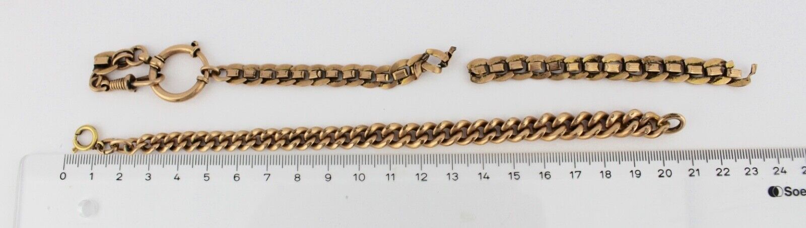 8 Antike Taschenuhr Kette pocket watch Chain Goldcharm Amerika Chronos Vergoldet - Antikhandel-Stuttgart