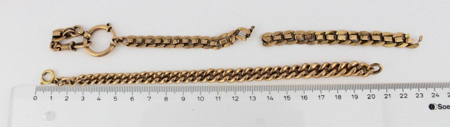 8 Antike Taschenuhr Kette pocket watch Chain Goldcharm Amerika Chronos Vergoldet - Antikhandel-Stuttgart