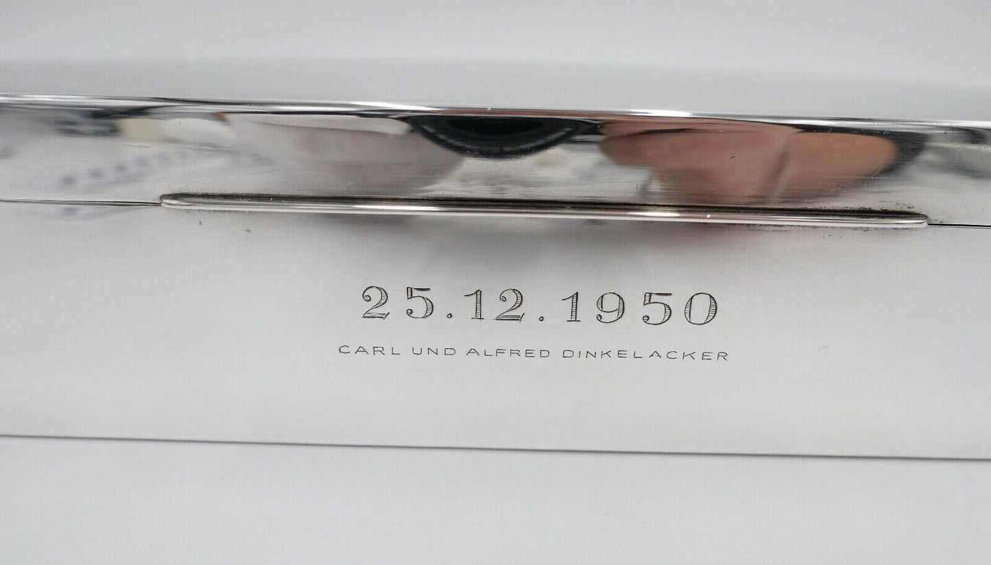 Zigarren Box Dose Kiste 835 S.F. Silber " C&A DINKELACKER " von Weihnachten 1950 - Antikhandel-Stuttgart