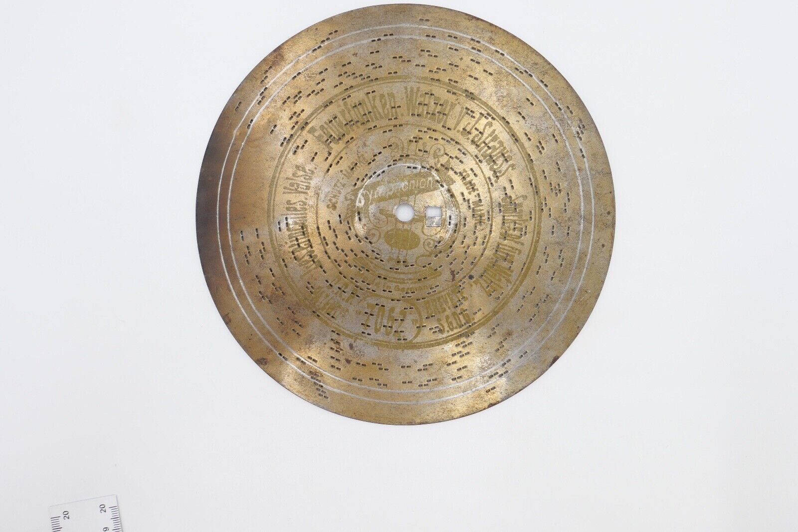 7062 Symphonion Lochplatte Spieluhr Spieldose FEUERFUNKEN WALZER STRAUSS Ø 19,5 - Antikhandel-Stuttgart