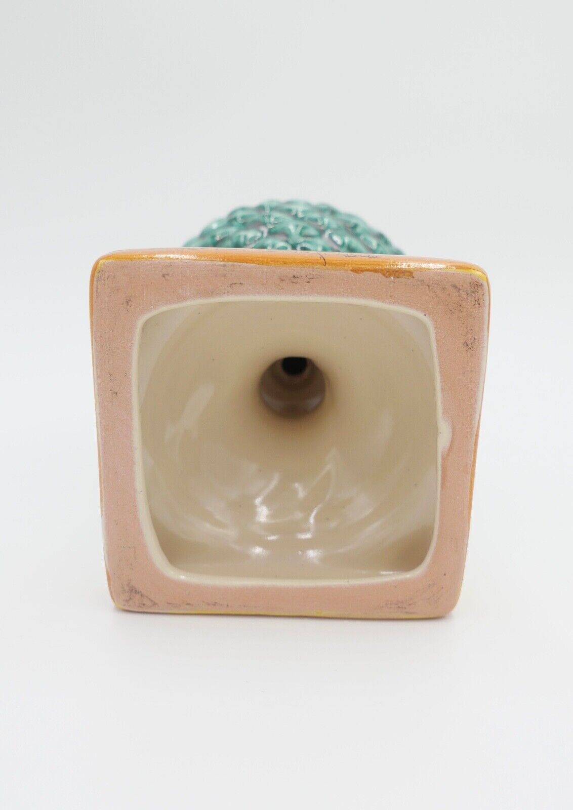 Keramik handbemalt 21 cm Pinienzapfen aus Sizilien / Syrakus 2003 signiert - Antikhandel-Stuttgart