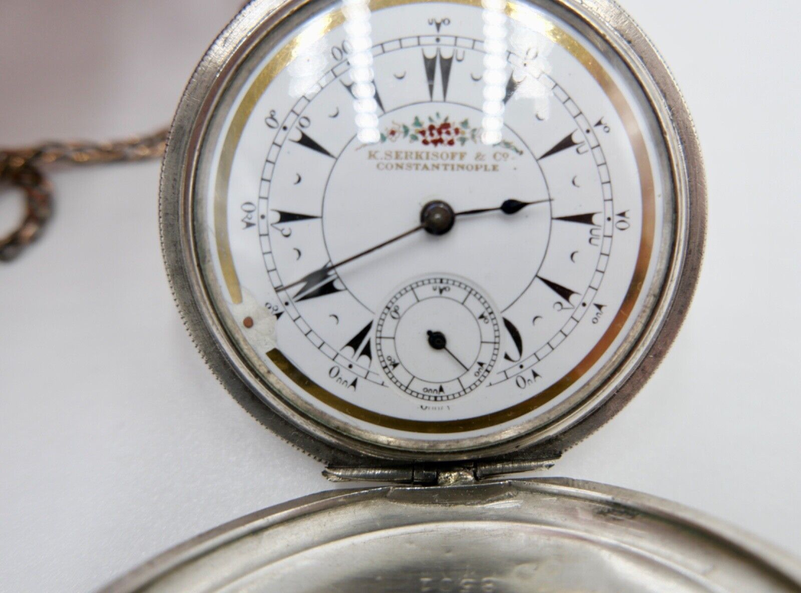 Antike Savonette Taschenuhr K. Serkisoff & Co 800 Silber Constantinople BILLODES - Antikhandel-Stuttgart