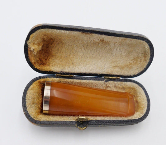 Bernstein ZIGARRENSPITZE in Box holder Amber 800 Silber ZIGARILLOSPITZE - Antikhandel-Stuttgart
