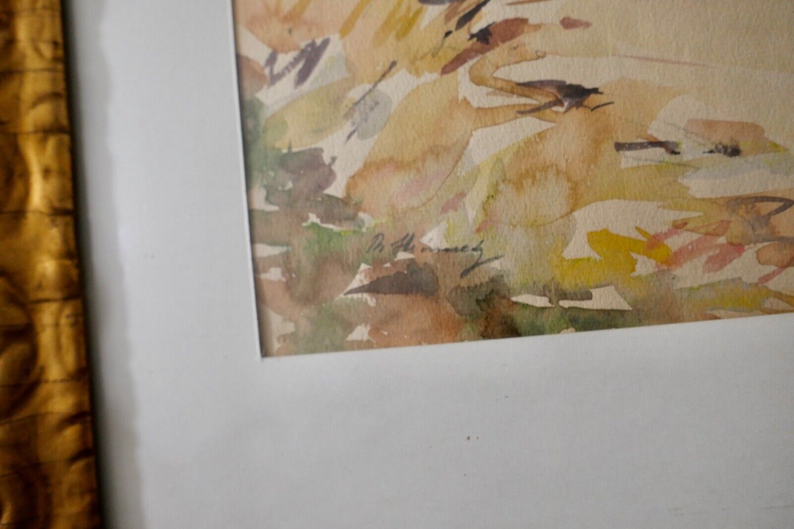 Aquarell signiert 62x49 cm mit Rahmen LANDSCHAFT - Antikhandel-Stuttgart