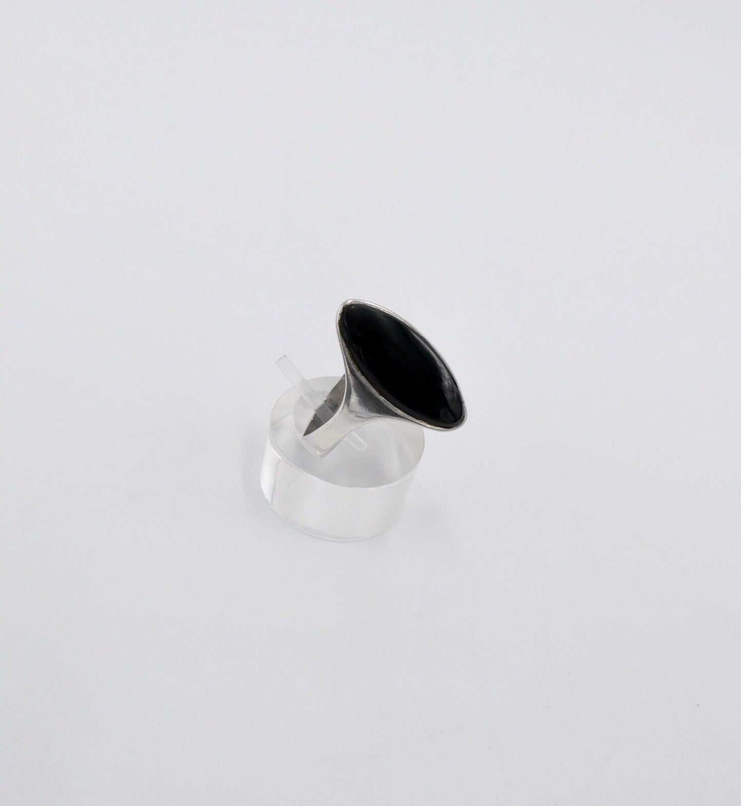 80er Silberrring Damen asymmetrisch skulpturale Ring ONYX Gr. 50 Silber 925 - Antikhandel-Stuttgart