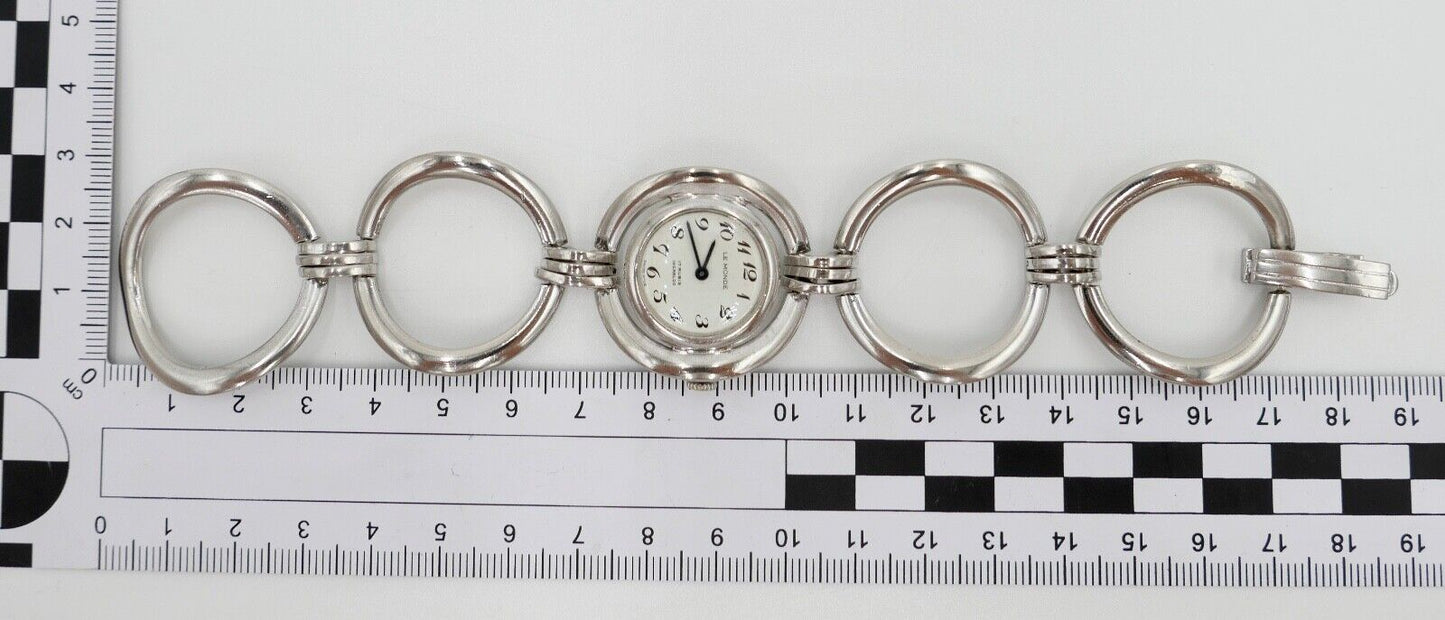 1970er Handaufzug LE MONDE Damen 925 Silber Uhr 45,9 Gr - Antikhandel-Stuttgart