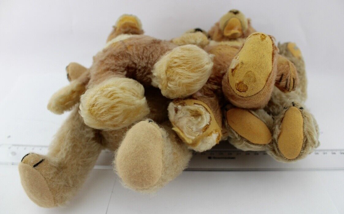4 Alte Steiff Teddy Bär old Bear Stofftier 22-30 cm Knopf im Ohr Brummstimme - Antikhandel-Stuttgart