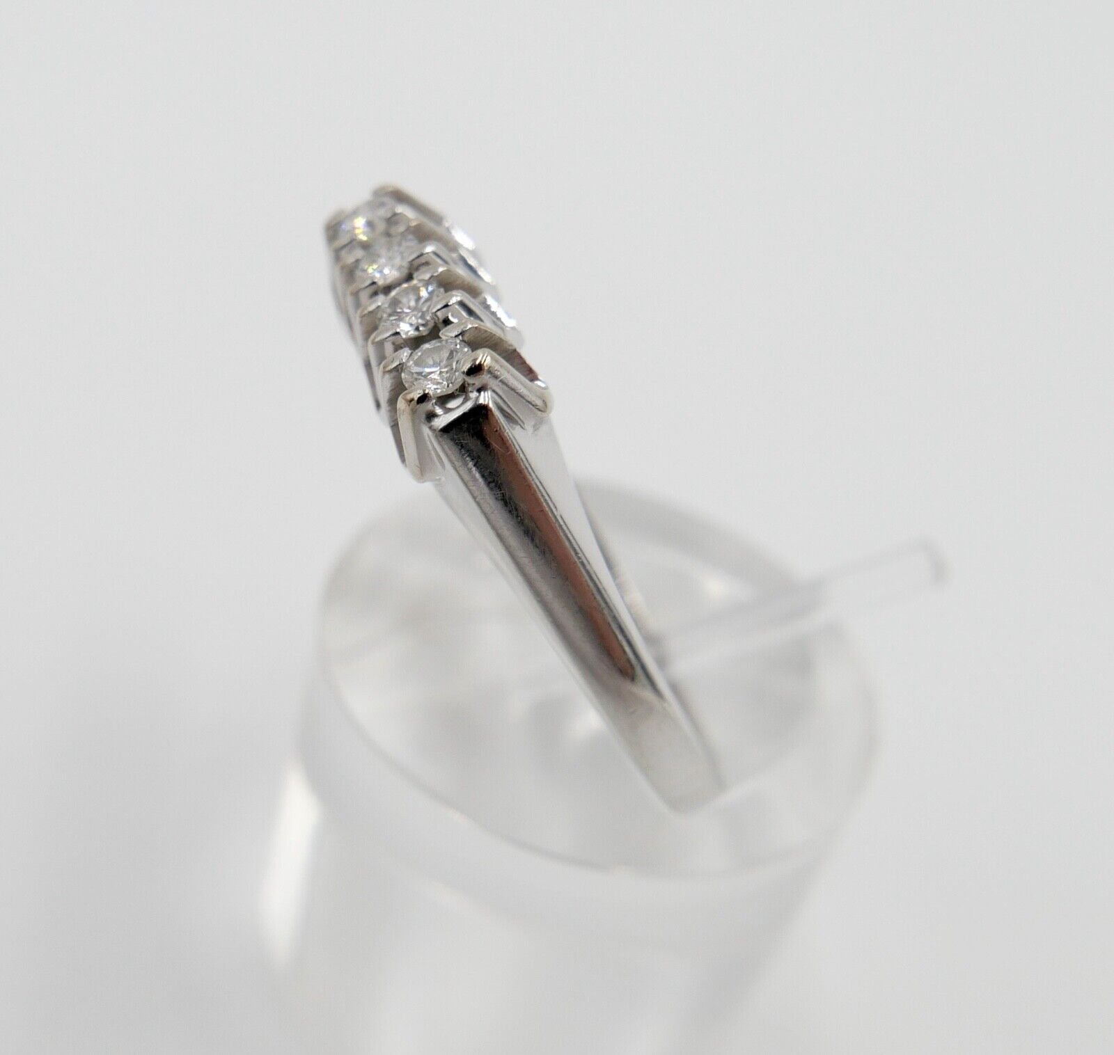 70er Jahre halb memory Weißgold Ring 585 14K mit 4 Diamanten 0,20Ct Gr. 61 - Antikhandel-Stuttgart