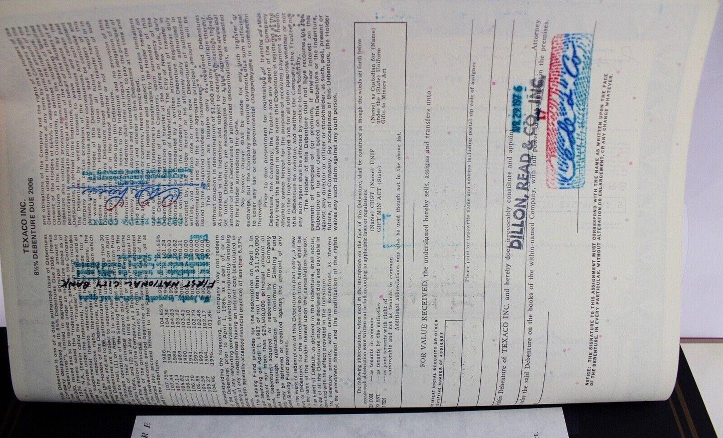 Texaco Inc 1976 alte USA Aktie Stock Certificate 5000 Dollars - Antikhandel-Stuttgart