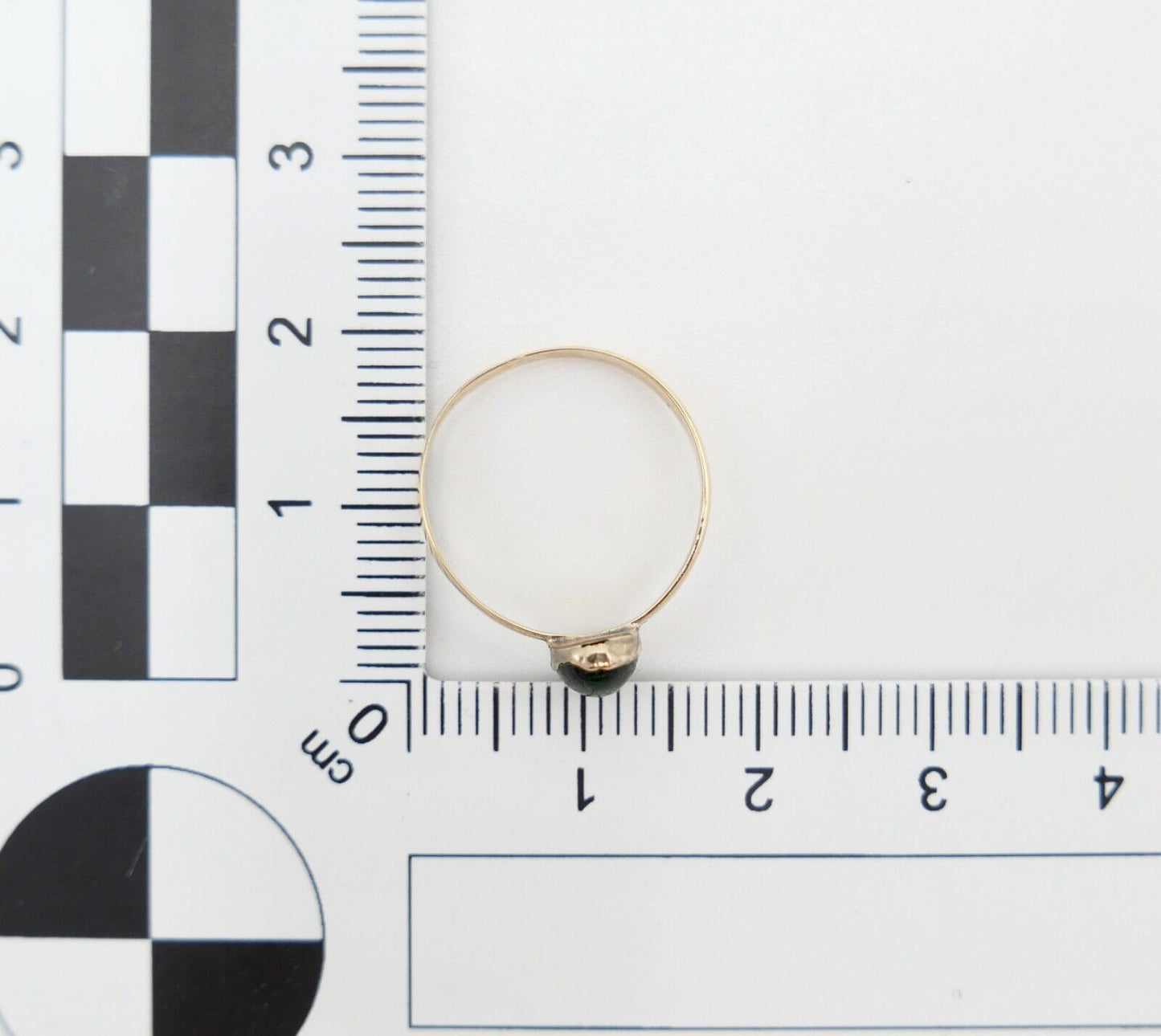 kleiner antiker Kinderring um 1880 Ring Gold 585 14K Gr. 49 mit grünem Glasstein - Antikhandel-Stuttgart