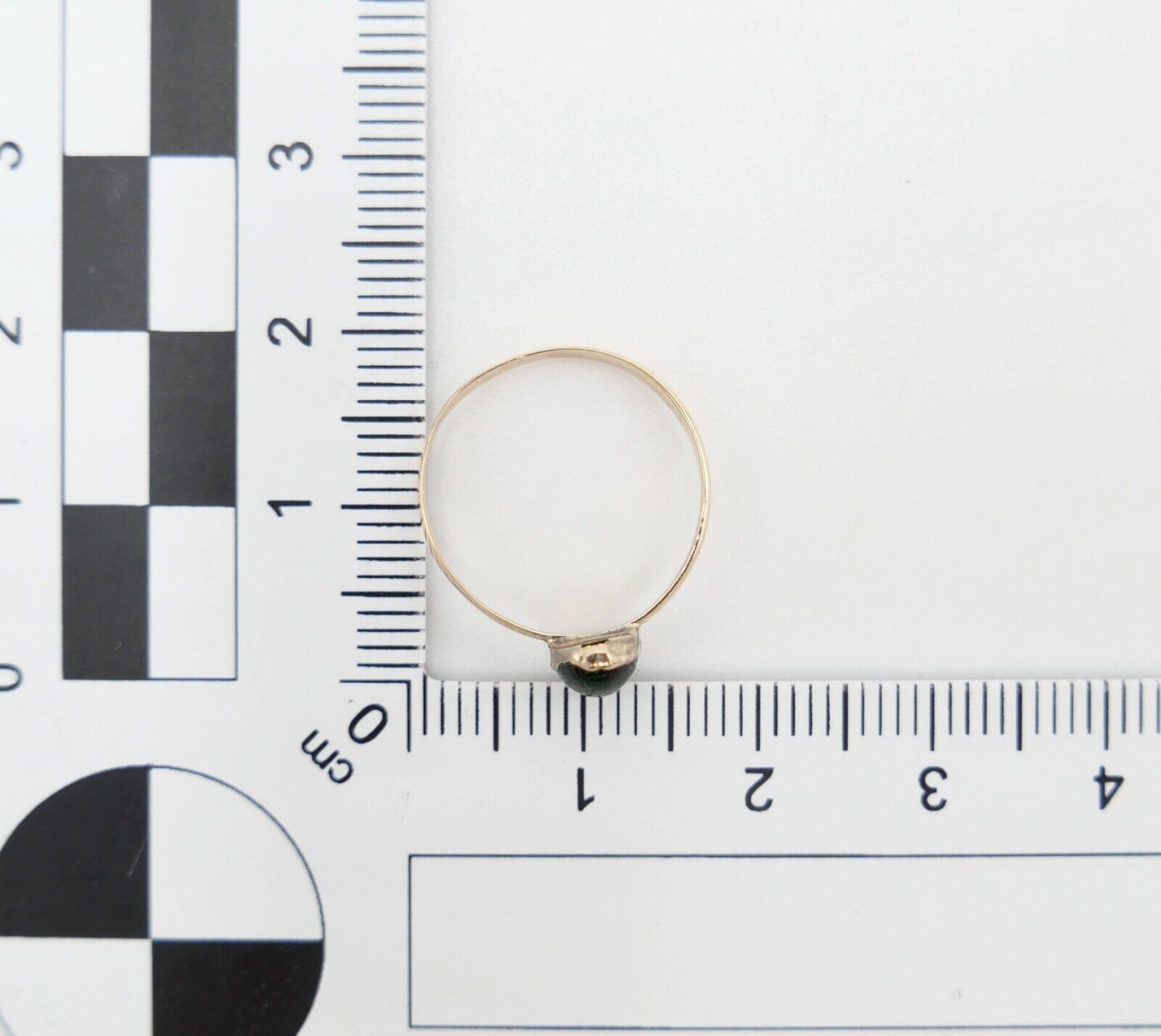 kleiner antiker Kinderring um 1880 Ring Gold 585 14K Gr. 49 mit grünem Glasstein - Antikhandel-Stuttgart