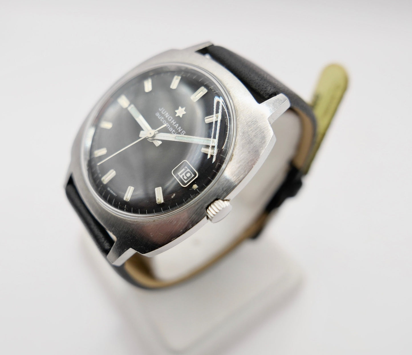 1970er Junghans Automatic Herrenuhr Cal. Eta 2472 schwarzes Zifferblatt