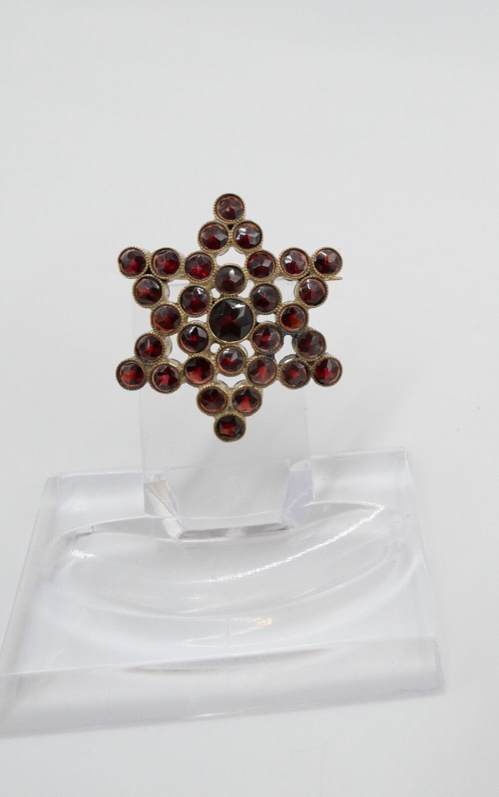 alte Stern Granat Brosche vergoldet 4,8 gr - Antikhandel-Stuttgart