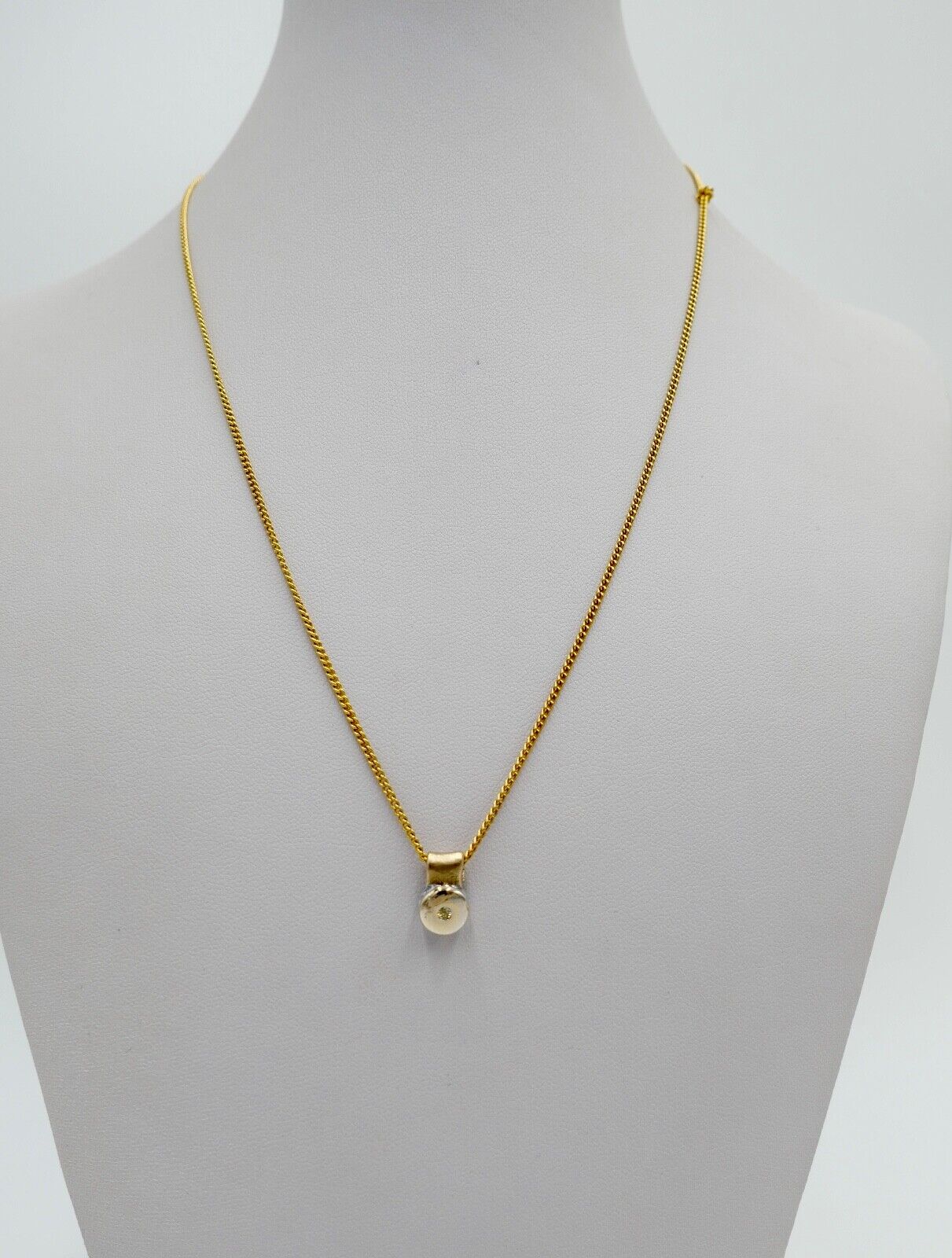 SOLITÄR Bicolor Anhänger Fancy Yellow gelb Brillant 585 14K Gelb Weiß Gold 0,05 - Antikhandel-Stuttgart