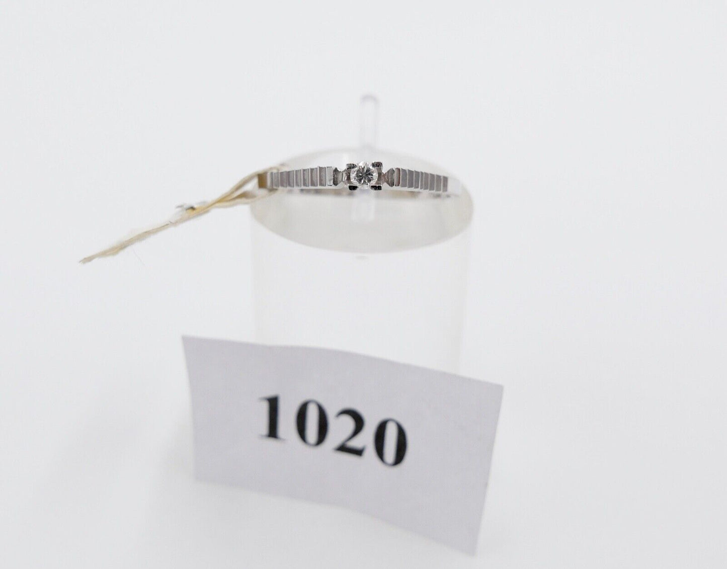 - NEU - 90er Solitär Ring Weißgold Gold 585 14K Brillant 0,05 Ct Gr. 55 56 - Antikhandel-Stuttgart