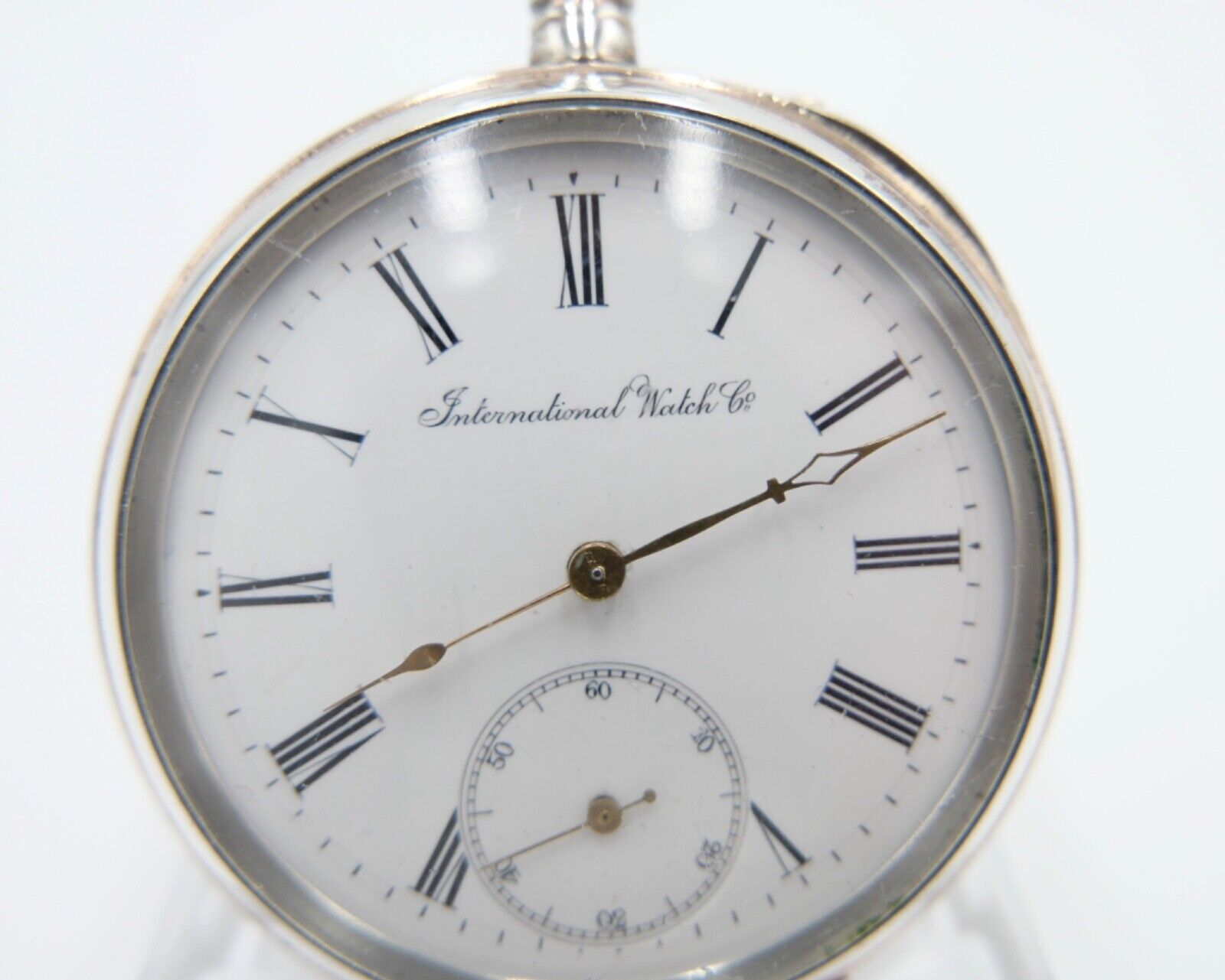 1888 IWC Open Face Kaliber 49 Taschenuhr 800 Silber Ø 50mm - Antikhandel-Stuttgart