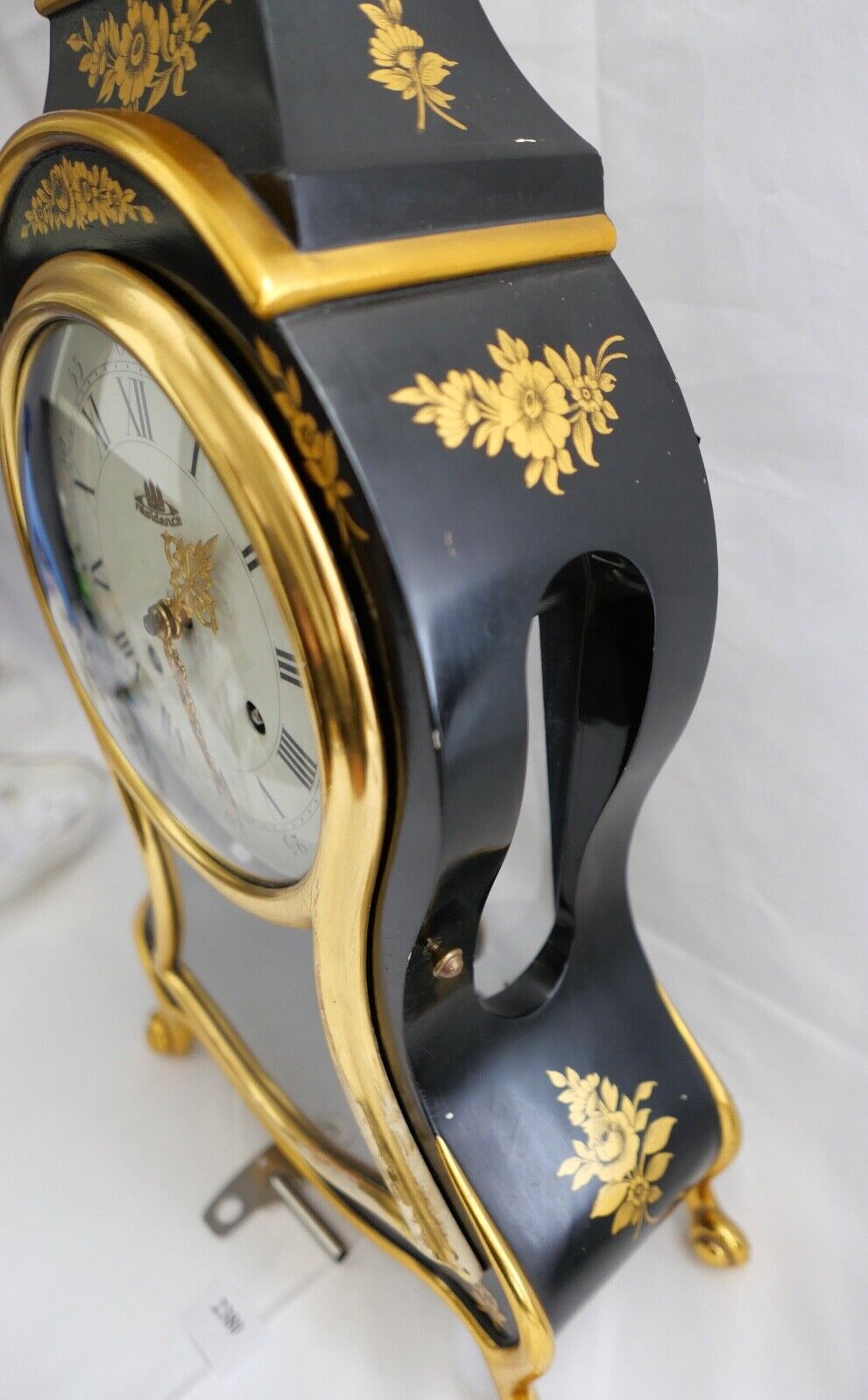 Große Pendule 46cm Tischuhr Kaminuhr RESIDENCE schwarz Gold im Stil Louis XVI - Antikhandel-Stuttgart