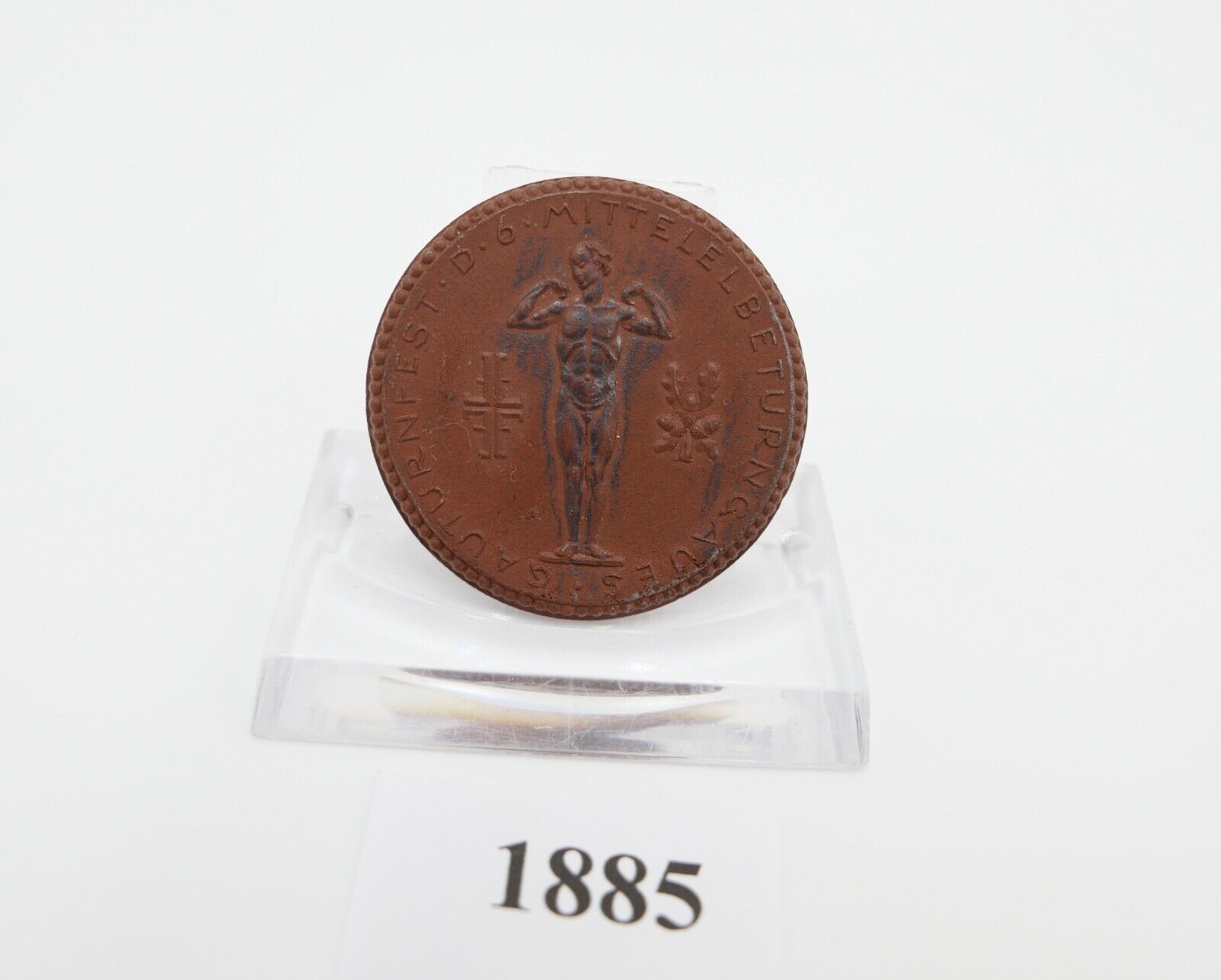 Meissen Porzellan Abzeichen Medaille 1924 Gauturnfest D 6 Mittellelbeturngaues - Antikhandel-Stuttgart