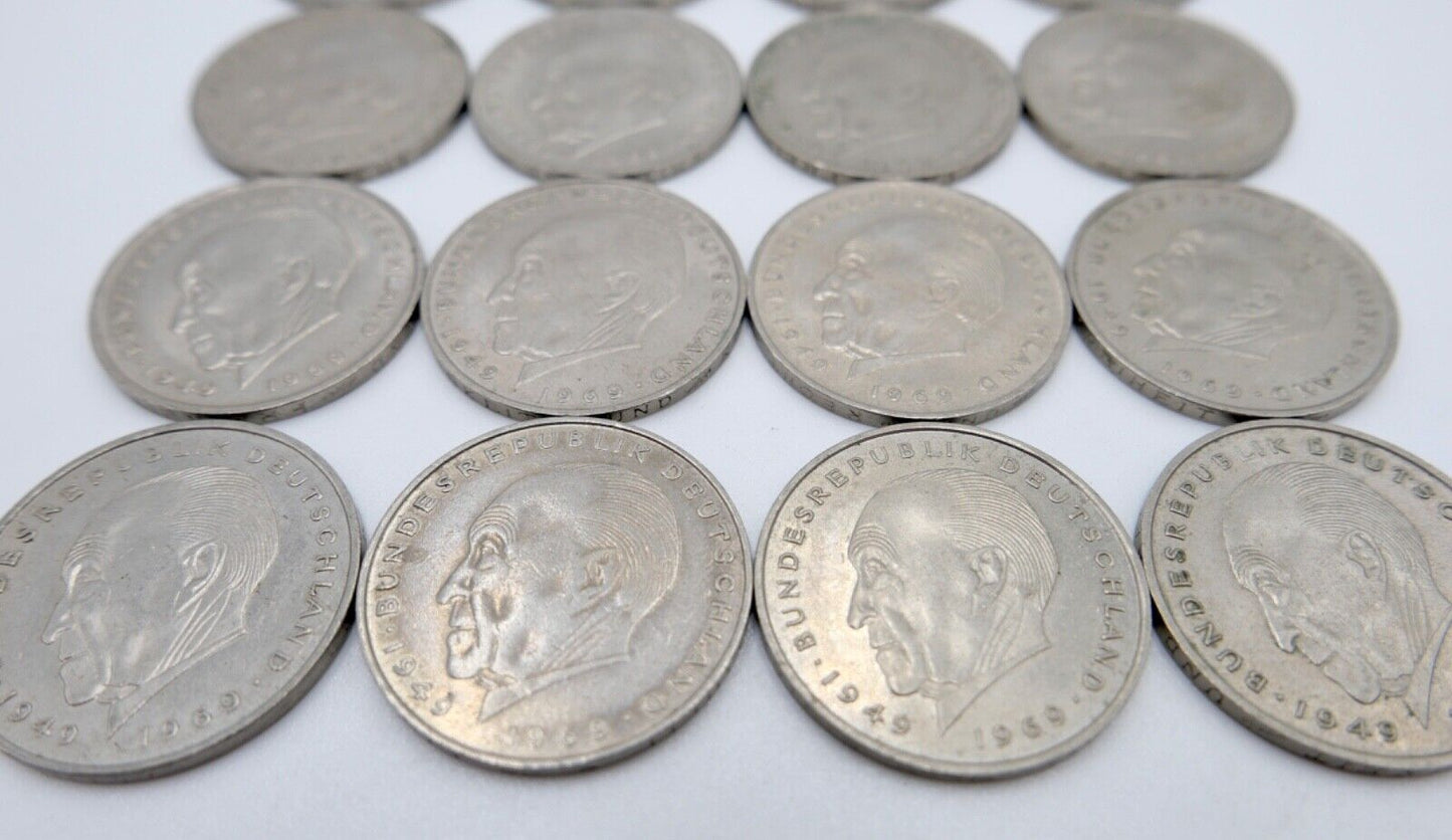 17x 2 DM Mark Konrad Adenauer 1969 - 1973 Jäger J.406 - Antikhandel-Stuttgart