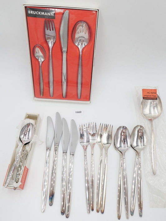 - NEU - 24 Teile BRUCKMANN 772 ELEGANCE 90er Silber Besteck Löffel Gabel Messer - Antikhandel-Stuttgart
