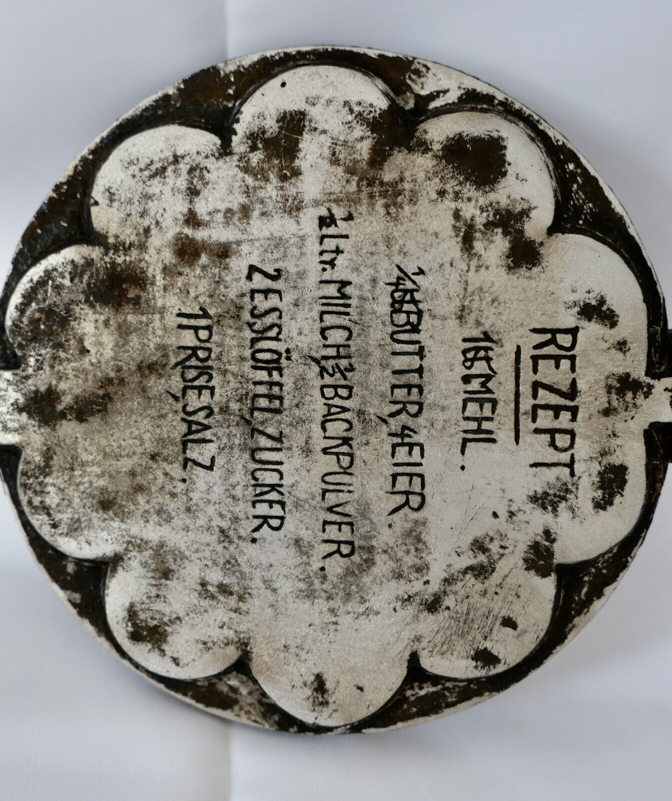 antikes Herz Waffeleisen Gusseisen D.R.G.M. 1920-1930er mit REZEPT K.F. JUNG - Antikhandel-Stuttgart