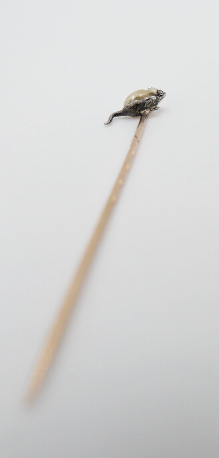 Antik Jugendstil MAUS Gold Anstecknadel Diamanten Perle 585 14K UNIKAT - Antikhandel-Stuttgart