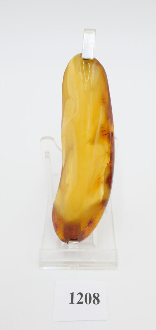Großer Bernstein Butterscotch Anhänger 925 Silber SB Danzig 11 cm HANDGEFERTIGT - Antikhandel-Stuttgart