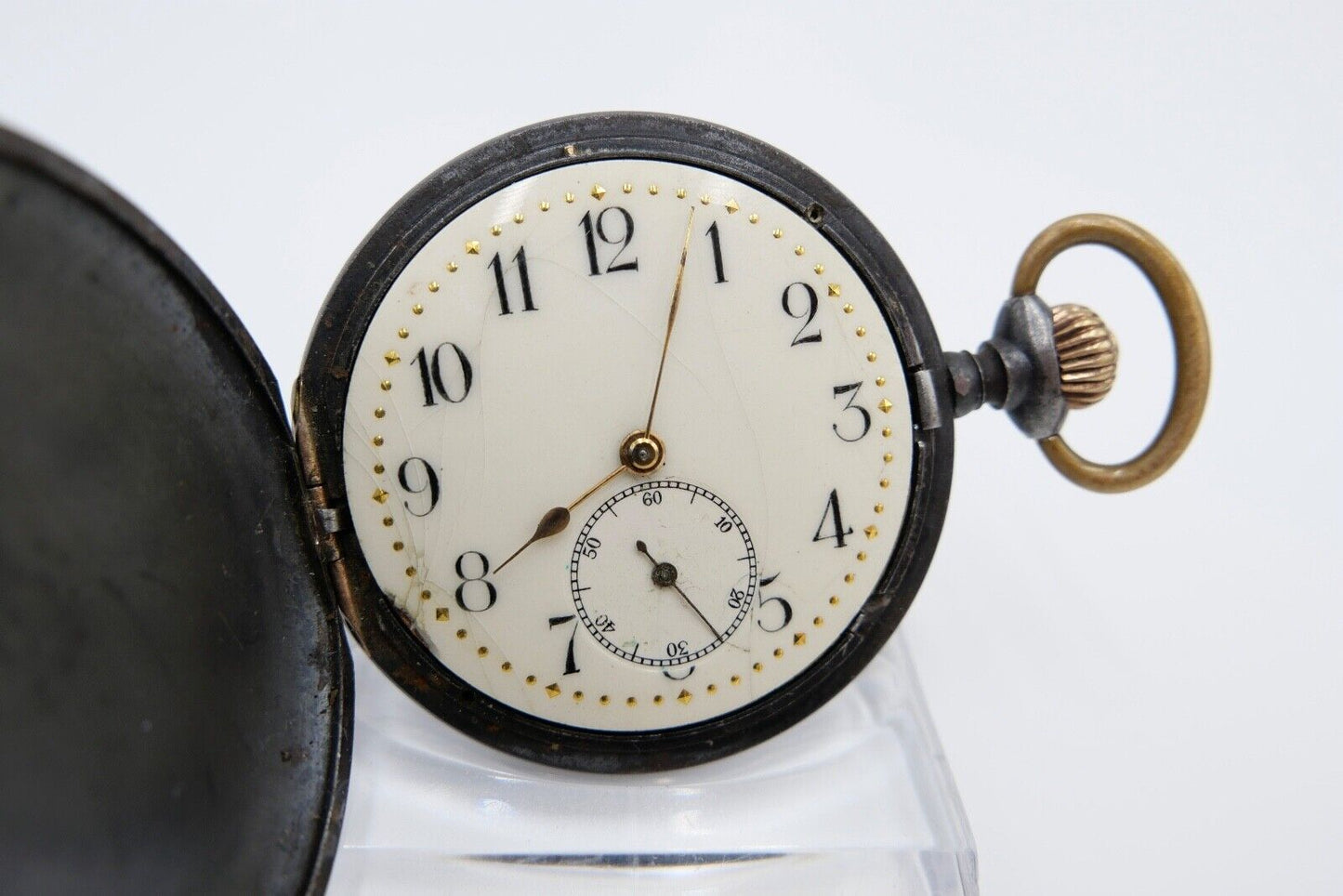 Antike Taschenuhr TAVANNES Ø 48 mm Emaille Zifferblatt - Antikhandel-Stuttgart