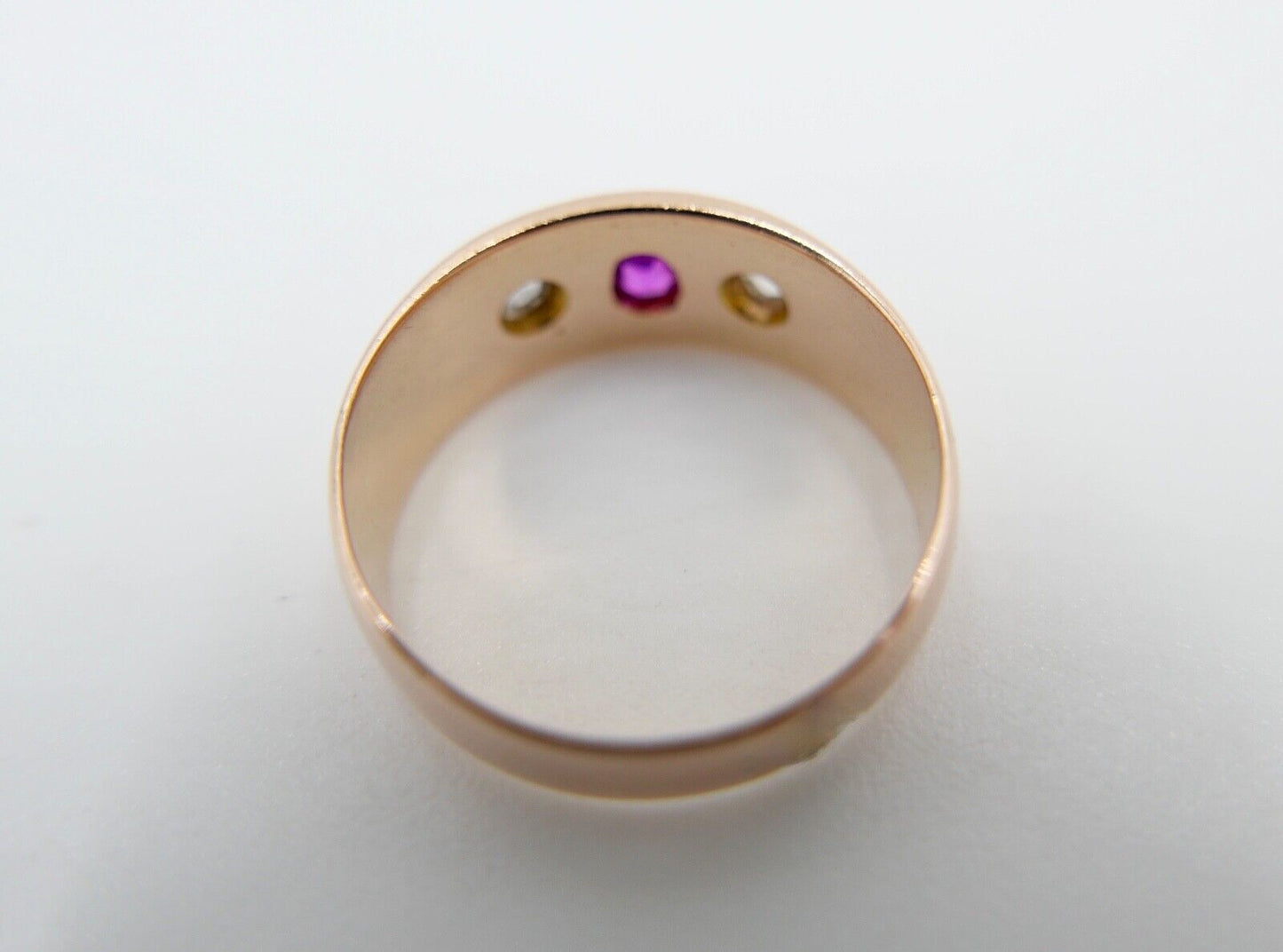 um 1900 Antiker Damen Ring Rotgold 585 14K Gr. 57 Diamanten & Rubin Stern Motiv - Antikhandel-Stuttgart