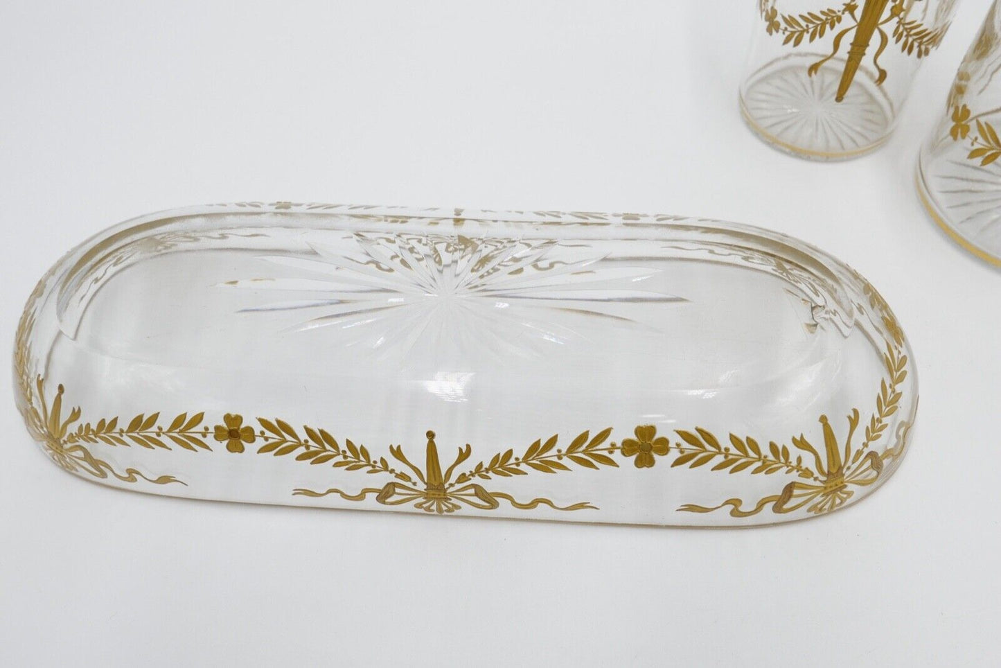 Antikes Glas Set Goldmalerei um 1900 Josephinenhütte 3-teilig Sehr guter Zutand - Antikhandel-Stuttgart