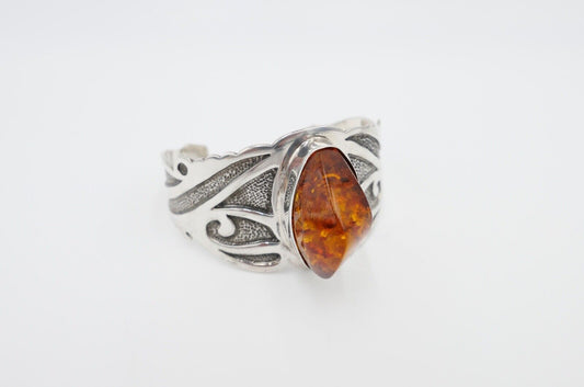 vintage Silber 925 Bernstein Armband Armreif Armspange Sterlingsilber - Antikhandel-Stuttgart