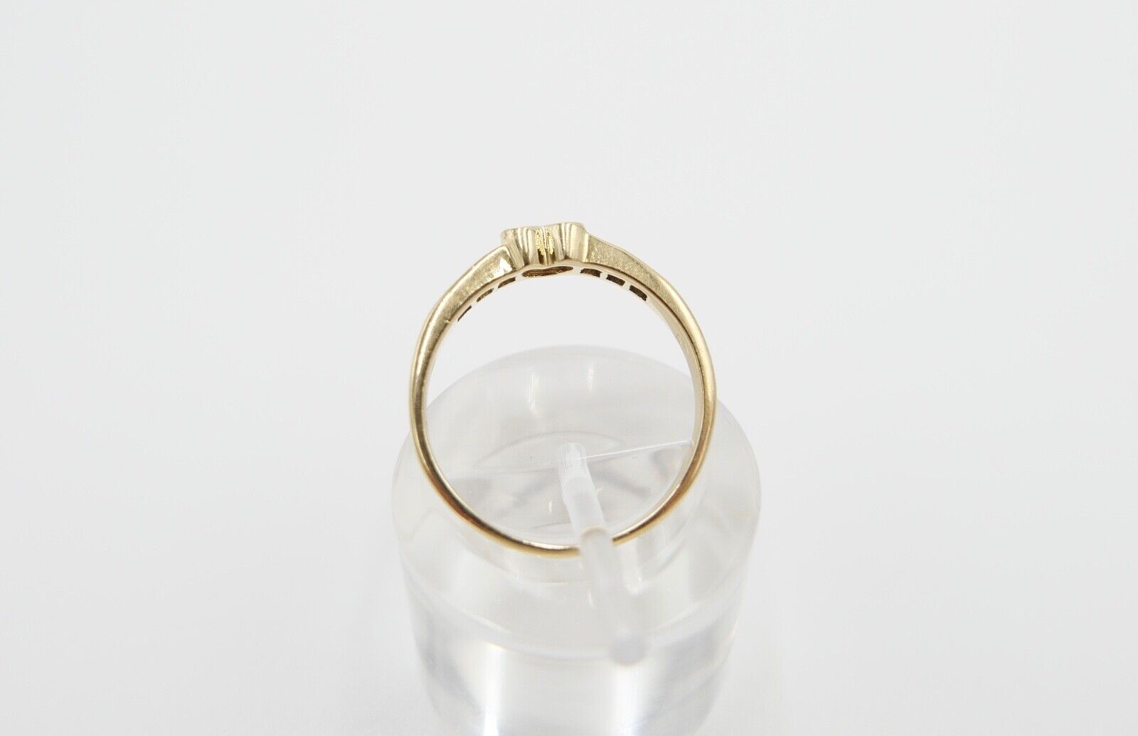 80er J. Damen Ring Herzform Gold Brillant VS / G Saphir 0,46 Ct 750 / 18K Gr. 55 - Antikhandel-Stuttgart